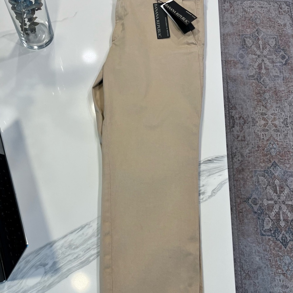 Banana Republic Light Tan Stretch Chino Sloan Trousers